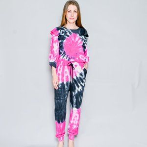 SOMETHING NAVY Meghan Tie Dye Ruffle Jumpsuit NWT